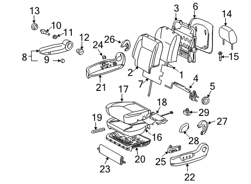 2004 Toyota Sienna Front Seat Components Diagram 6 - Thumbnail
