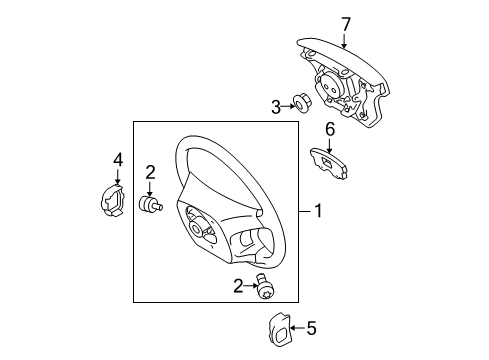 2004 Toyota Highlander Steering Wheel & Trim Diagram