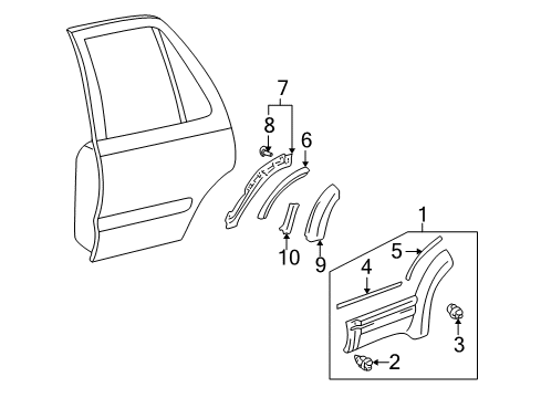 1999 Toyota 4Runner Exterior Trim - Rear Door Diagram