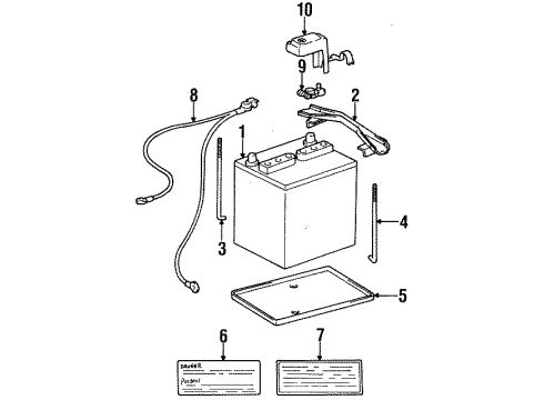 1997 Toyota Tercel Battery Hold Down, Passenger Side Diagram for 74451-16010