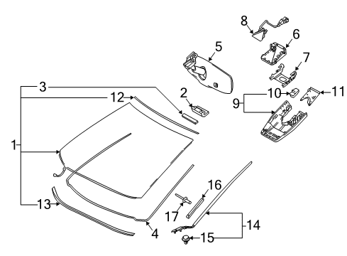 2018 Toyota C-HR Glass - Windshield Diagram
