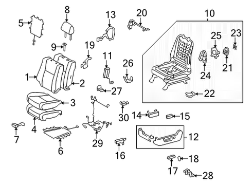 2019 Toyota Sequoia Driver Seat Components Diagram