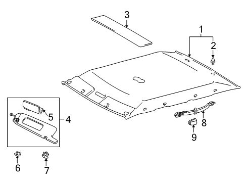 2000 Toyota Camry Interior Trim - Roof Diagram 2 - Thumbnail