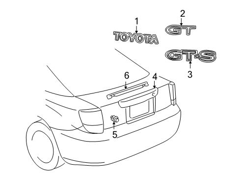 2000 Toyota Celica Exterior Trim - Lift Gate Diagram