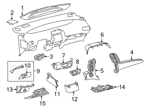 2017 Toyota Prius Prime Instrument Panel Components Diagram