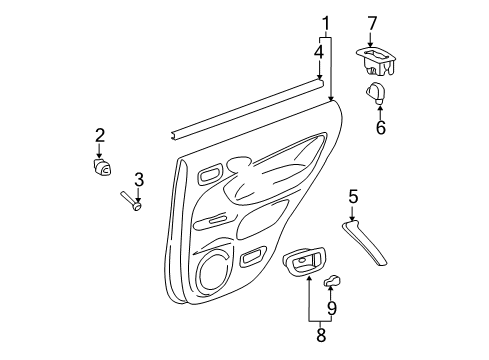 2004 Toyota RAV4 Interior Trim - Rear Door Diagram