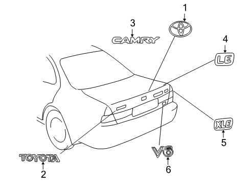 2000 Toyota Camry Exterior Trim - Trunk Diagram