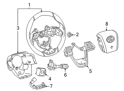 2020 Toyota Mirai Steering Wheel & Trim Diagram