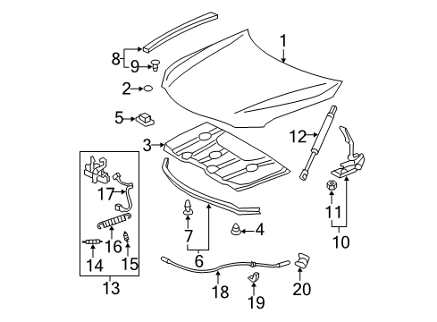 2010 Toyota Camry Hood & Components Diagram 2 - Thumbnail