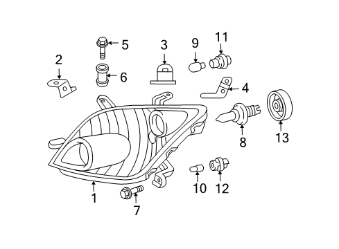 2004 Scion xA Headlamp Components Diagram
