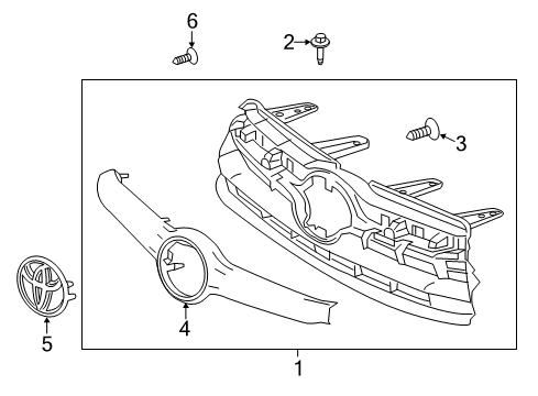 2016 Toyota Highlander Grille & Components Diagram