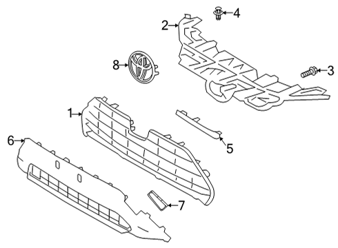 2024 Toyota RAV4 Prime Grille & Components Diagram