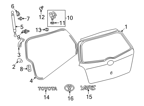 2007 Toyota Yaris Exterior Trim - Lift Gate Diagram
