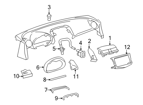 2012 Toyota RAV4 Instrument Panel Components Diagram 2 - Thumbnail