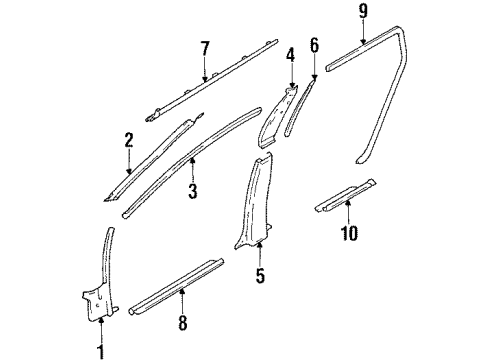 1991 Toyota Corolla Interior Molding, Passenger Side Diagram for 62211-12190-03