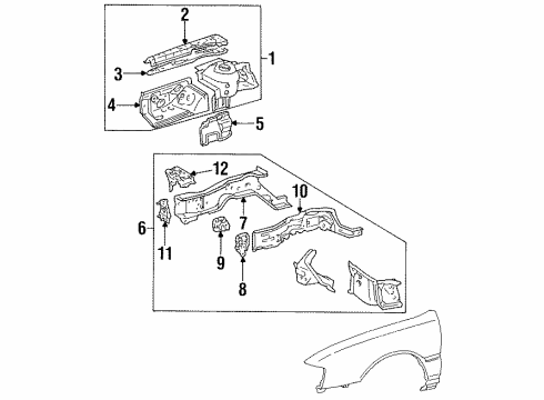 1996 Toyota Avalon Structural Components & Rails Diagram