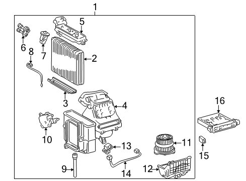 2004 Scion xA A/C Evaporator Components Diagram
