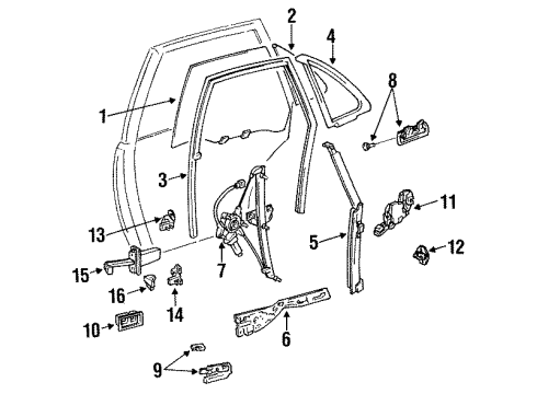 1993 Toyota Camry Rear Door - Lock & Hardware Diagram 2 - Thumbnail