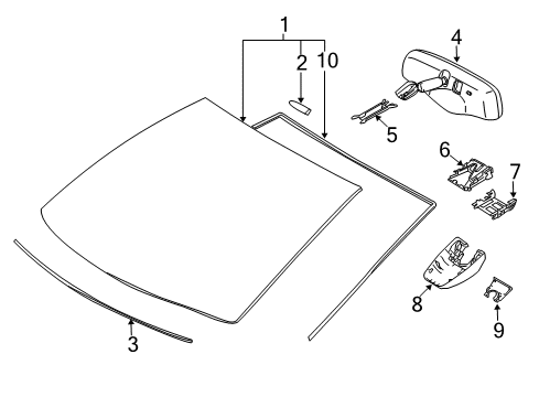 2017 Toyota Corolla Glass - Windshield Diagram