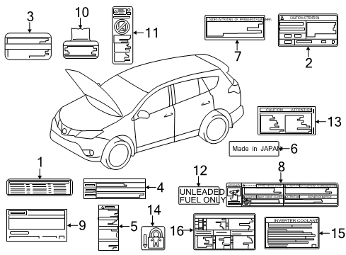 2013 Toyota RAV4 Information Labels Diagram