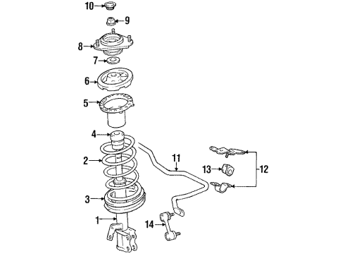1992 Toyota Celica Struts & Components Diagram