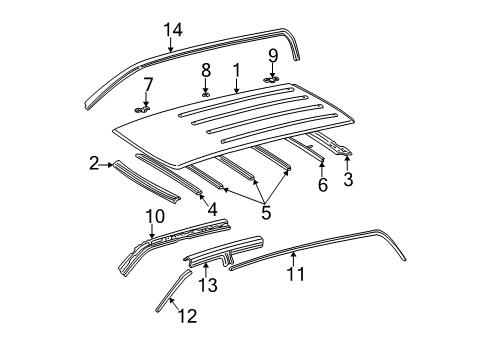 2002 Toyota Sequoia Roof & Components Diagram 2 - Thumbnail