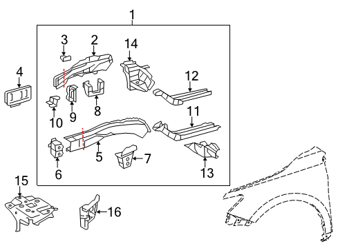 2016 Toyota Camry Outer Rail, Driver Side Diagram for 57116-06071