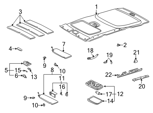 2004 Toyota Highlander Interior Trim - Roof Diagram