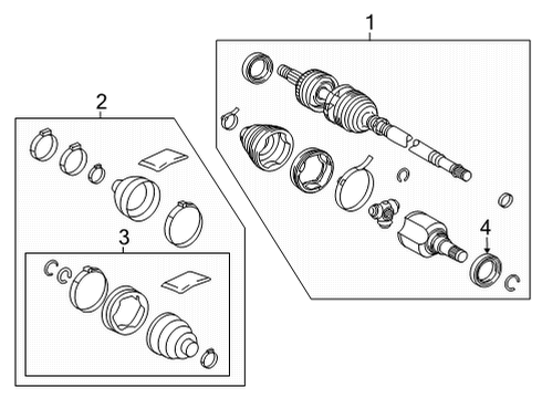 2020 Toyota Mirai Drive Axles - Front Diagram