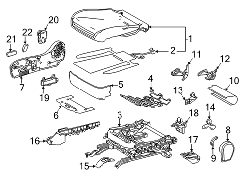 2016 Toyota Mirai Passenger Seat Components Diagram 2 - Thumbnail