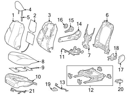 2023 Toyota Prius Prime Passenger Seat Components Diagram