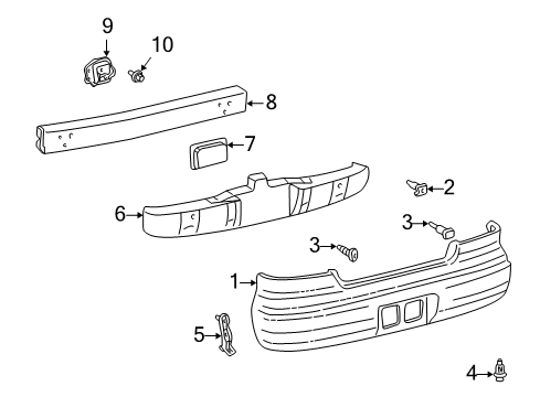 1998 Toyota Corolla Bumper & Components - Rear Diagram