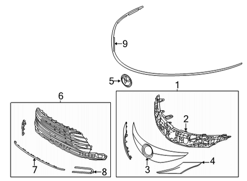 2024 Toyota Sienna Grille & Components Diagram 2 - Thumbnail