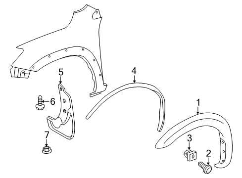 2007 Toyota RAV4 Flare, Outside Front Passenger Side Diagram for 75611-0R901