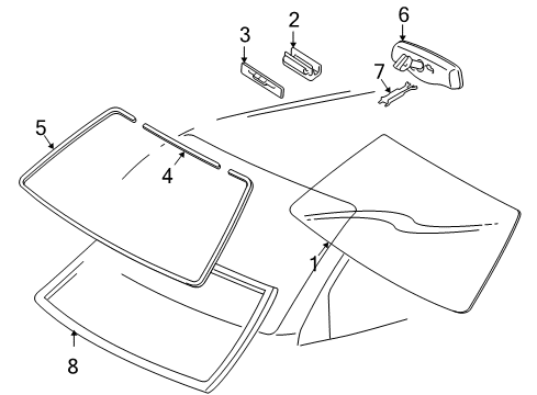 2008 Toyota Tacoma Glass - Windshield Diagram