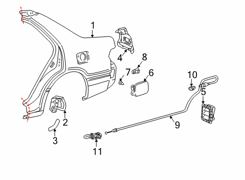 2002 Toyota Camry Fuel Door - Body Diagram 2 - Thumbnail
