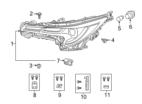 2025 Toyota Corolla Headlamp Components - Headlights Diagram 2 - Thumbnail