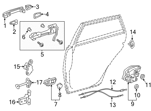 2018 Toyota Corolla iM Rear Door - Lock & Hardware Diagram