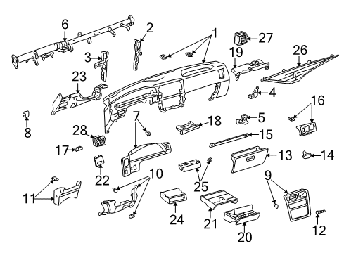 2002 Toyota Tacoma Reinforcement Diagram for 55558-35010