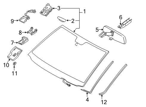 2012 Toyota Sequoia Glass - Windshield Diagram