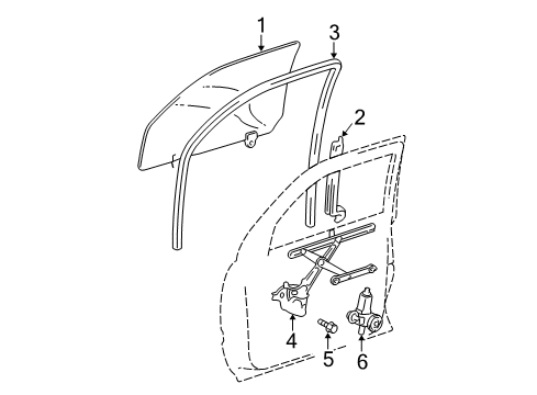 2004 Toyota 4Runner Glass - Front Door Diagram