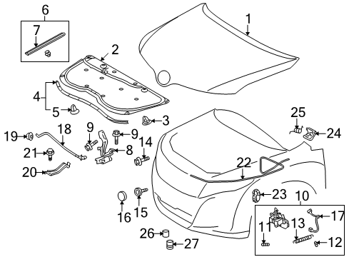 2014 Toyota Venza Hood & Components Diagram