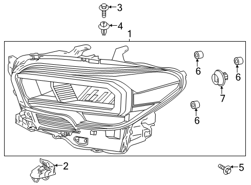 2021 Toyota Tacoma Headlamp Components - Headlights Diagram 2 - Thumbnail