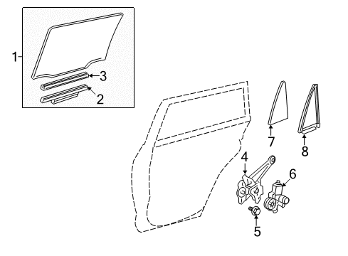 2012 Toyota RAV4 Glass - Rear Door Diagram