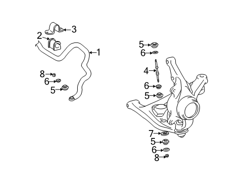 2005 Toyota Echo Stabilizer Bar & Components Diagram 2 - Thumbnail