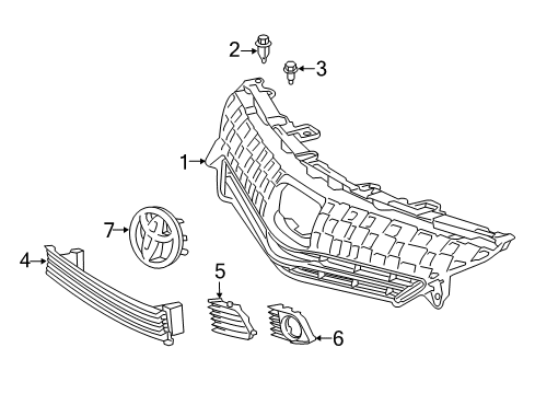 2014 Toyota Prius V Grille & Components Diagram