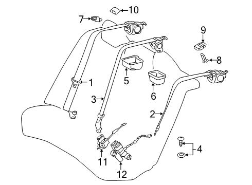 2020 Toyota Avalon Rear Seat Belts Diagram