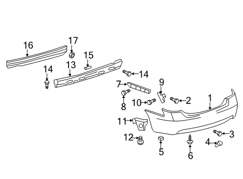 2010 Toyota Camry Bumper & Components - Rear Diagram 2 - Thumbnail
