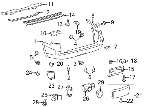 2010 Toyota Land Cruiser Bumper & Components - Rear Diagram