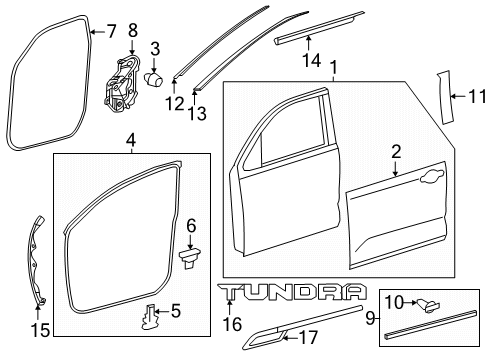 2025 Toyota Tundra Exterior Trim - Front Door Diagram